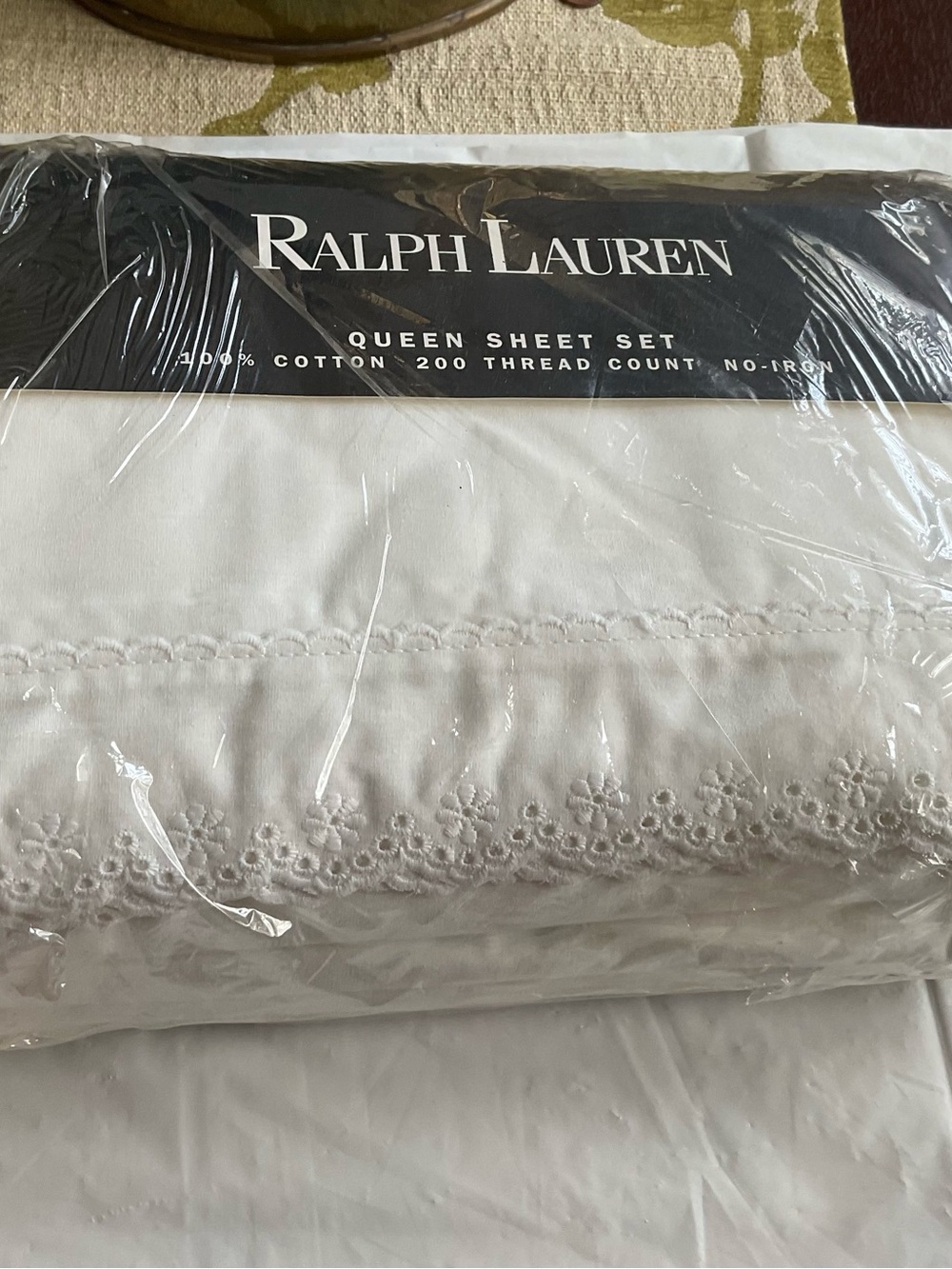 Ralph Lauren Chaumont White Lace Queen Sheet Set 4Pcs, Vintage 98s-New Package
